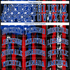 Custom Black Red Royal-White 3D Distressed American Flag Authentic Baseball Jersey